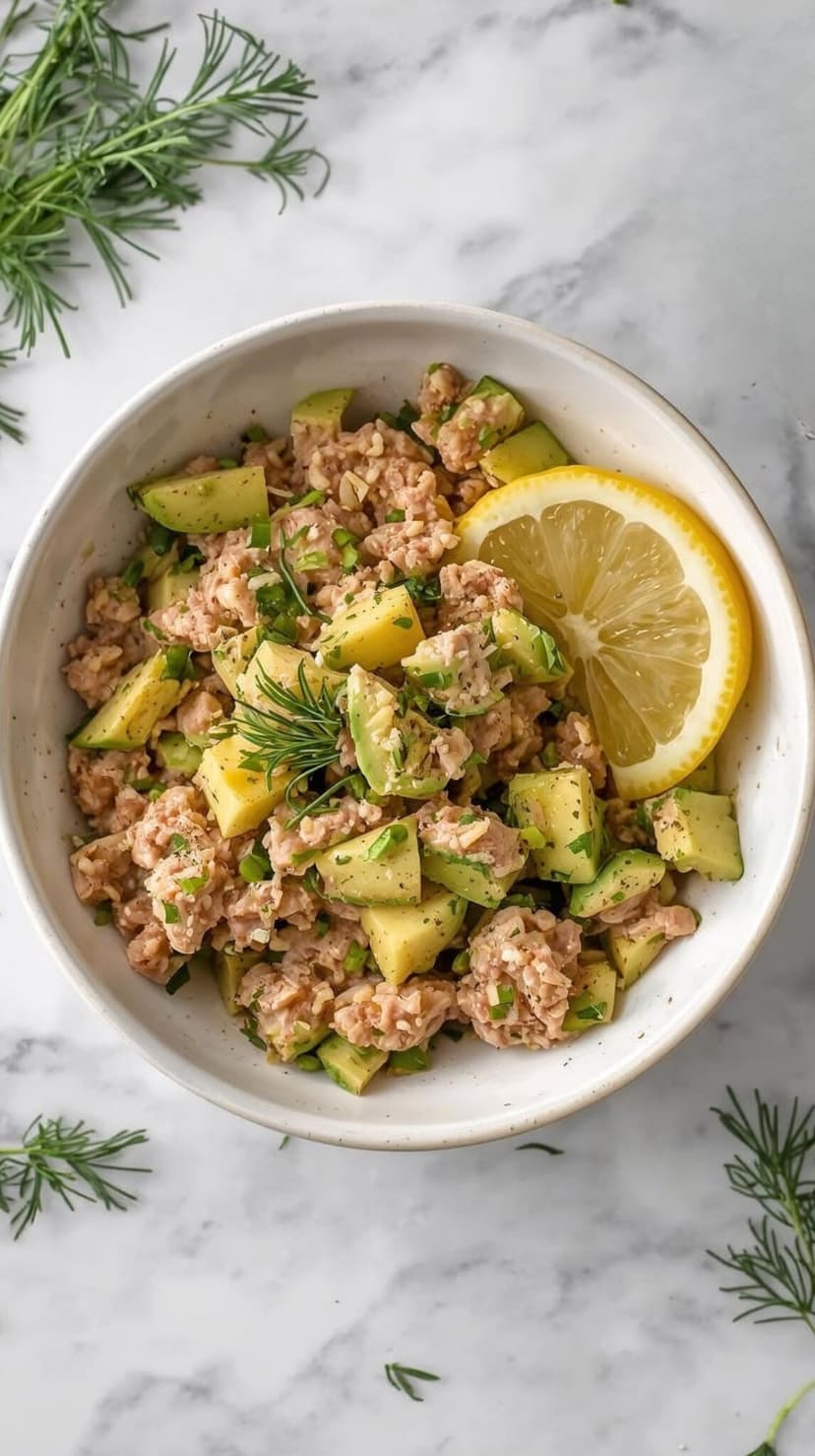 healthy avocado tuna salad bowl