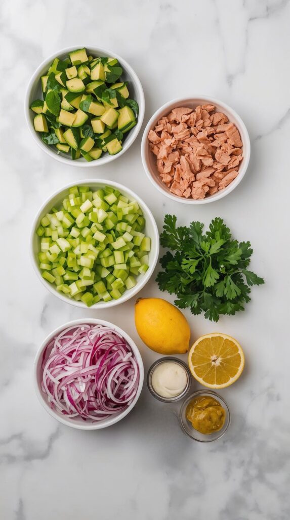ingredients for low carb avocado tuna salad